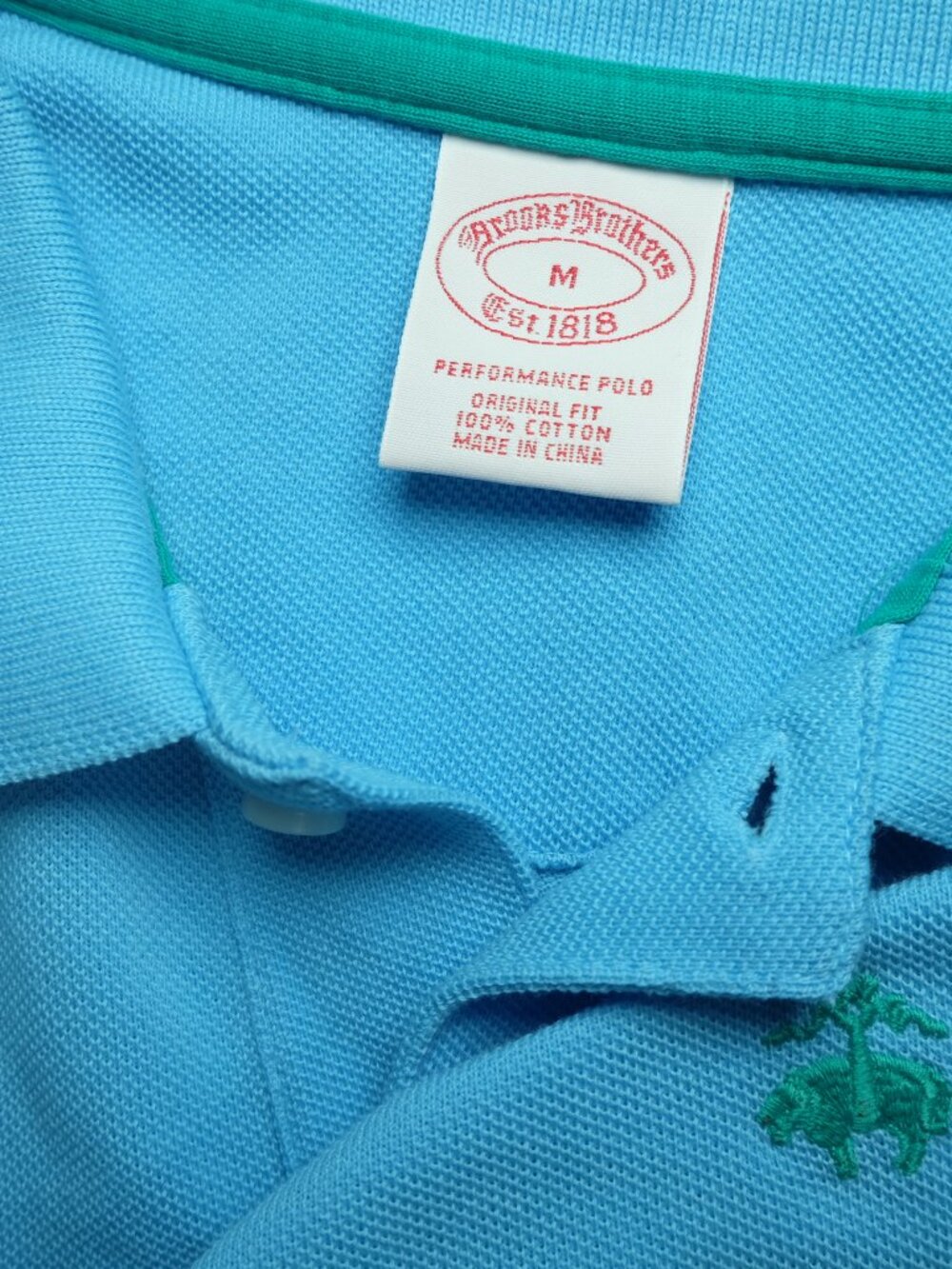 Brooks Brothers Performance Polo Shirt Mens M Medium Blue Original Fit Cotton